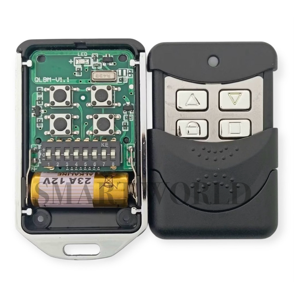 Remote Cửa Cuốn Mã Gạt 8 Số 433mhz Inox Kèm Pin Sẵn.