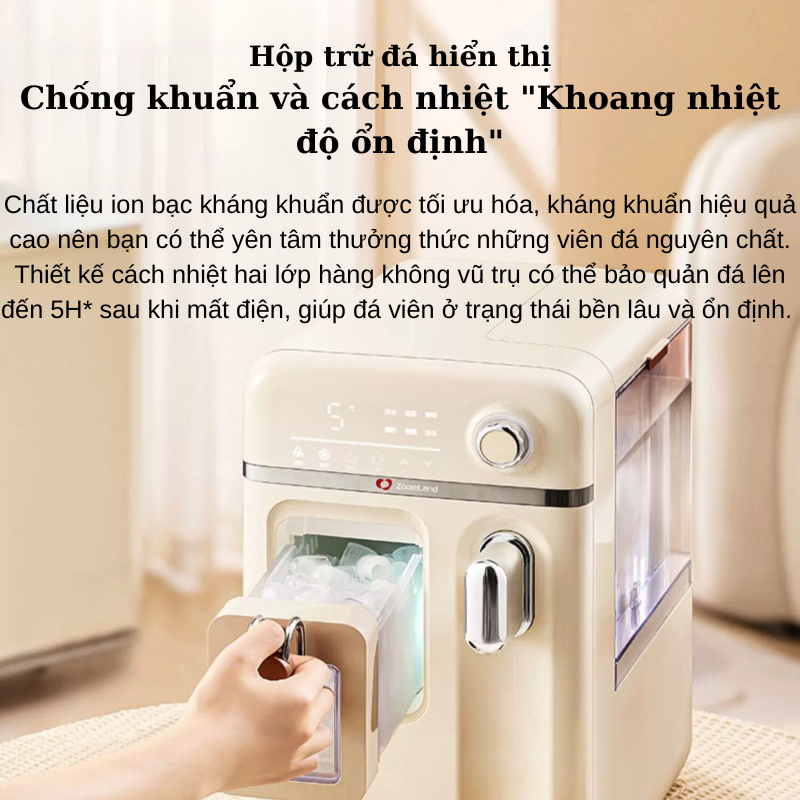 Máy làm đá+nước nóng  ZOOMLAND tích hợp tất cả trong một cung cấp nước nóng tức thì