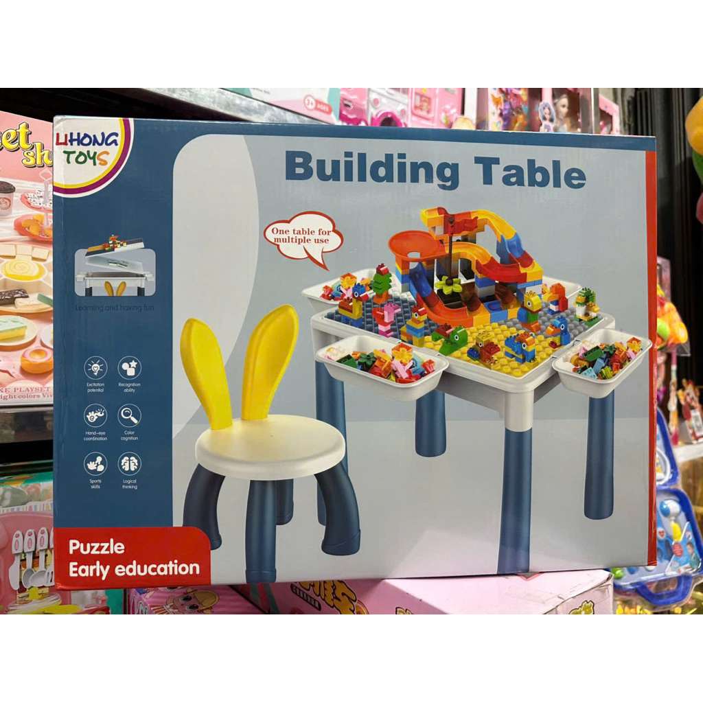 Bàn Xếp Hình Đa Năng Cho Bé Kèm Ghế Tai Thỏ – Building Table Lắp Ghép Sáng Tạo 811