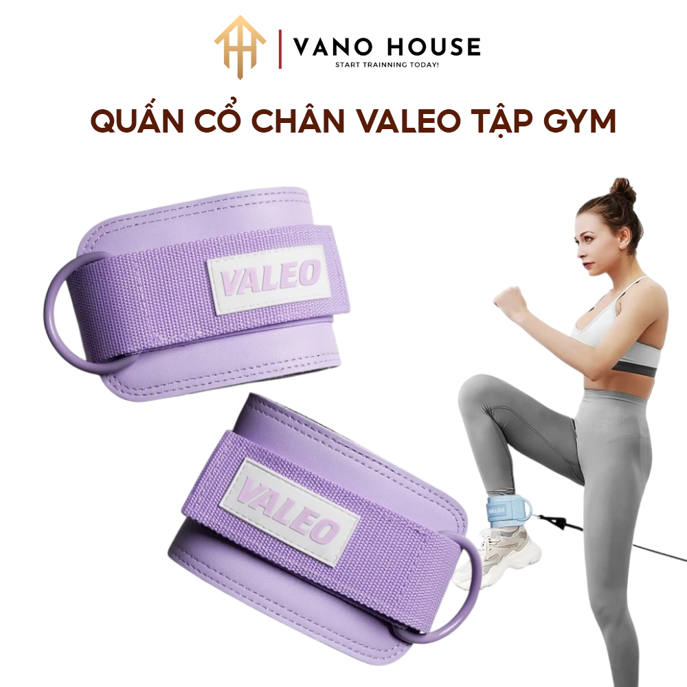 Quấn Cổ Chân Tập Gym VALEO Chất Liệu Da, Tập Chân Mông Với Cáp, Phụ Kiện Tập Gym