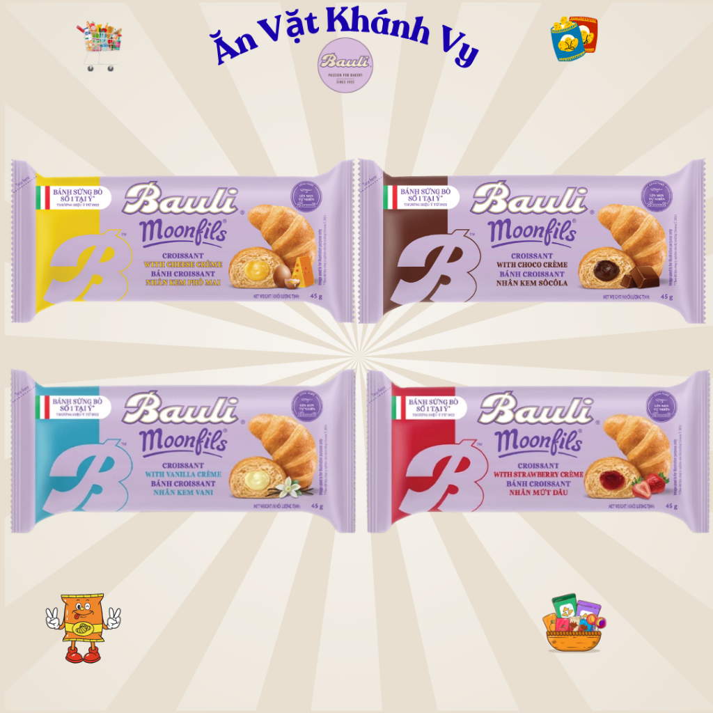 Combo Bánh Sừng Bò Bauli Moonfils Phạm Nguyên 45g - HÀNG CHÍNH HÃNG