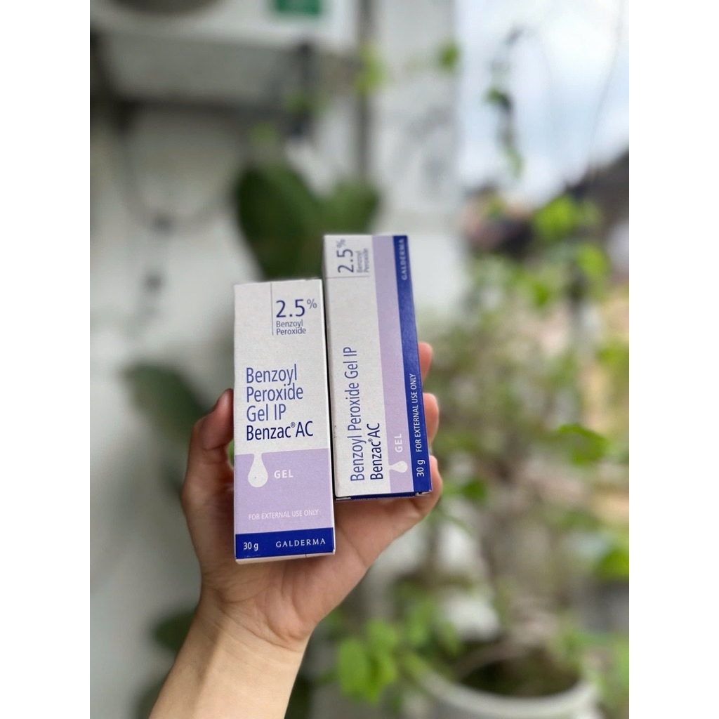 Kem Benzac AC 5% 2.5% Benzoyl peroxide 5% gel chấm mụn giảm mụn bọc mụn đầu trắng sưng tẩy đỏ 30g -d