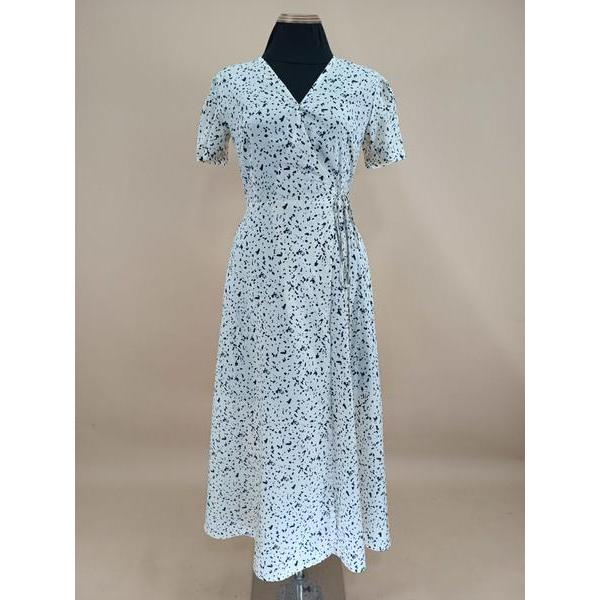 EDINI thanh lý - Đầm cột tà chéo họa tiết chấm bymo - SIZE S