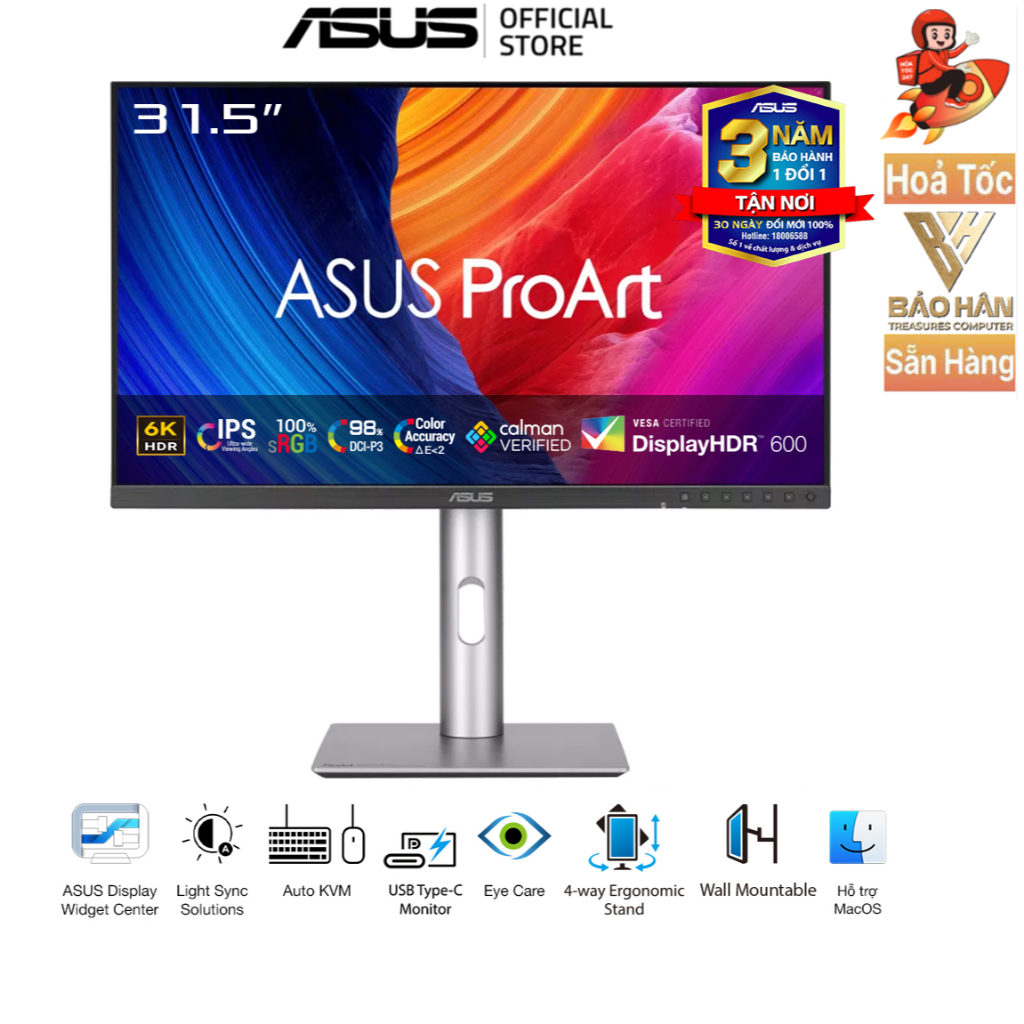 Màn hình ASUS ProArt PA32QCV 32 inch 6K HDR chuyên đồ họa - Hàng Chính Hãng