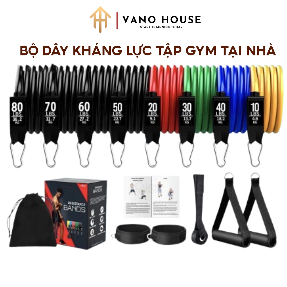 Bộ Dây Kháng Lực Ngũ Sắc HIFIT Đàn Hồi Kháng Lực Tập Gym , Fitness , Yoga Tại Nhà Cao Cấp