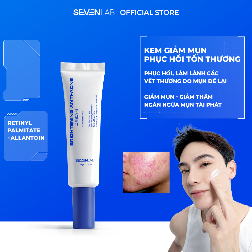 Kem phục hồi mụn SEVENLAB Brightening Anti-Acne Cream hỗ trợ làm lành và ngăn mụn tái phát 20gr