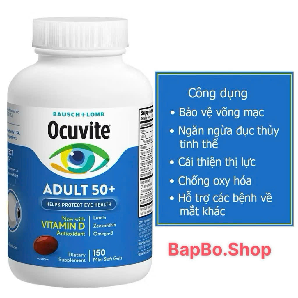 [Bapbo.shop] Viên Uống Bổ Mắt Ocuvite Mỹ – Lutein & Ocuvite Adult 50+ – Hỗ Trợ Sáng Khỏe Mắt