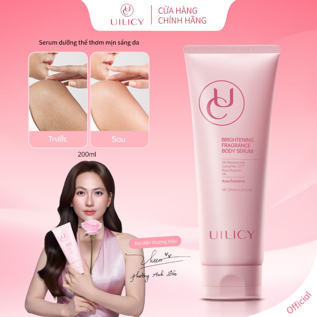 Tinh chất dưỡng trắng toàn thân UILICY 200ml Serum dưỡng thể Hỗ trợ Làm trắng 2%Niacinamide Symwhite