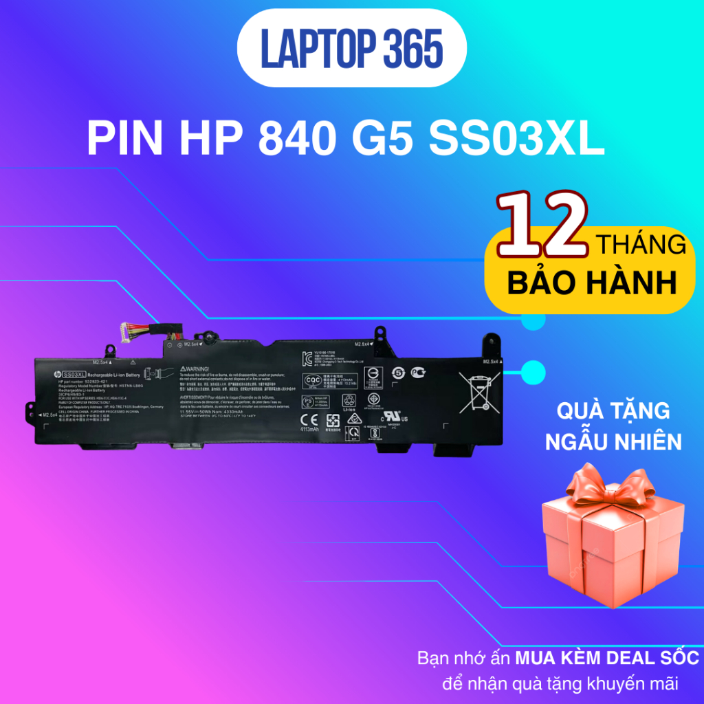 Pin Laptop HP 840 G5 SS03XL EliteBook 735 G5, 745 G5, 830 G5, 840 G5, ZBook 14u G5 New 100%