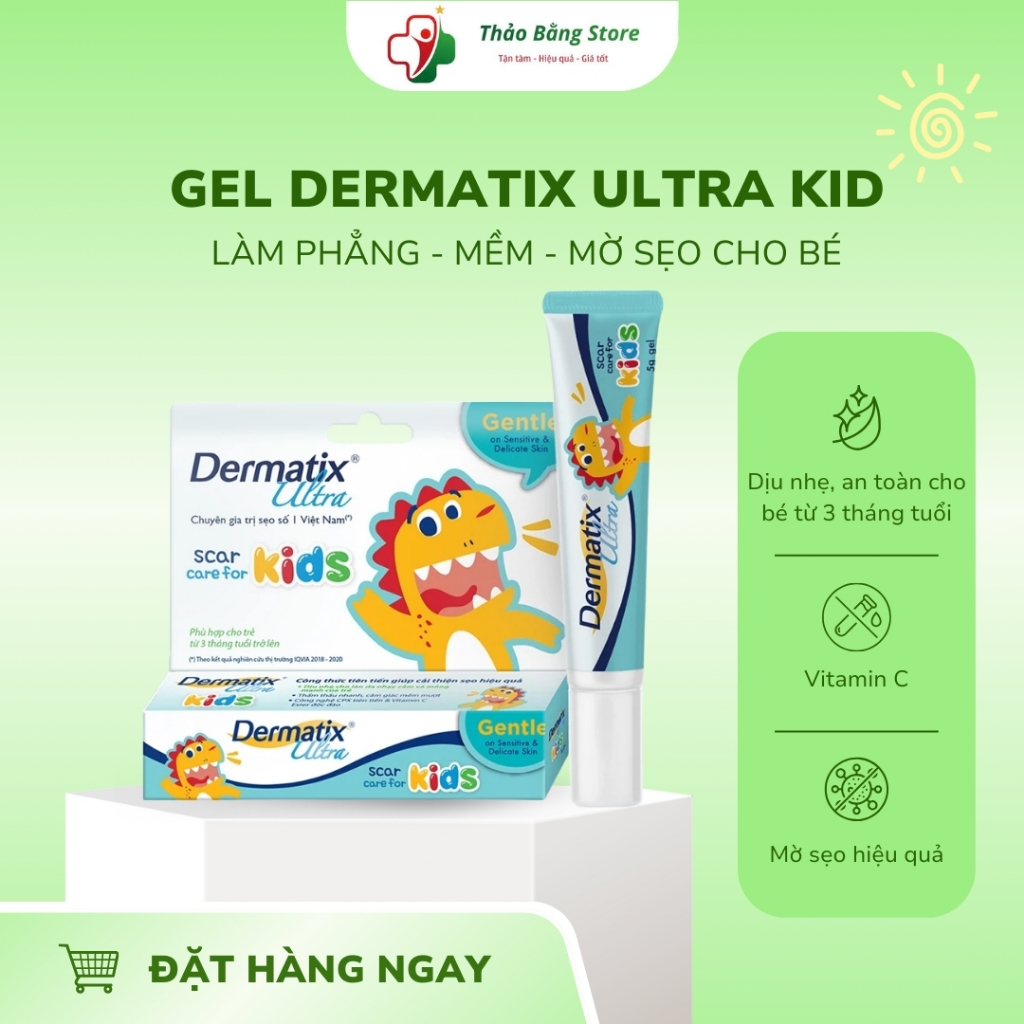 Gel làm mờ sẹo, giảm thâm và làm phẳng sẹo lồi cho bé Dermatix Ultra Kids 5g