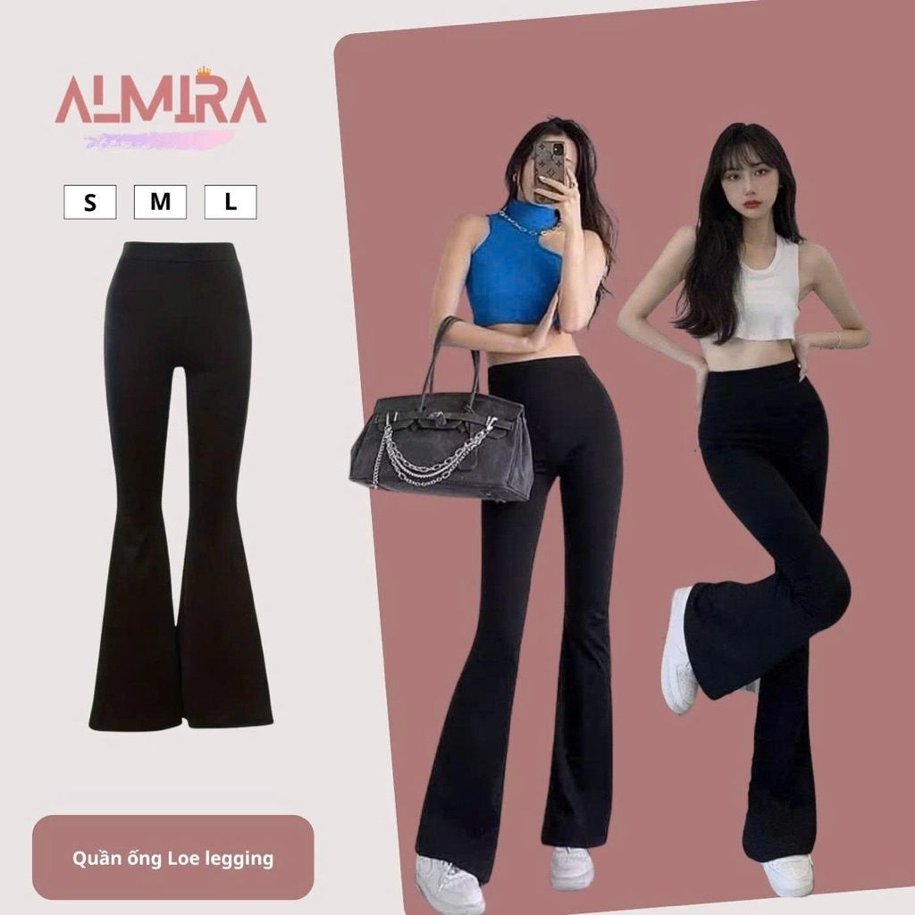 Quần Legging Ống Loe Cạp Chun Co Dãn Almira