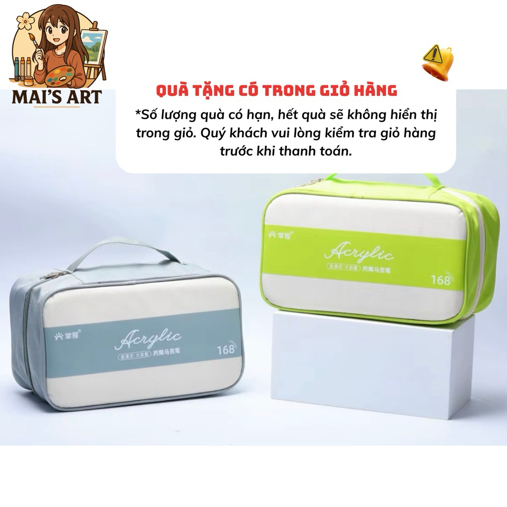 168 Màu Acrylic Marker Grasp Gift Box Ngòi Brush - Lượng Mực 2.4ml Vẽ Mọi Chất Liệu Không Thấm Giấy 