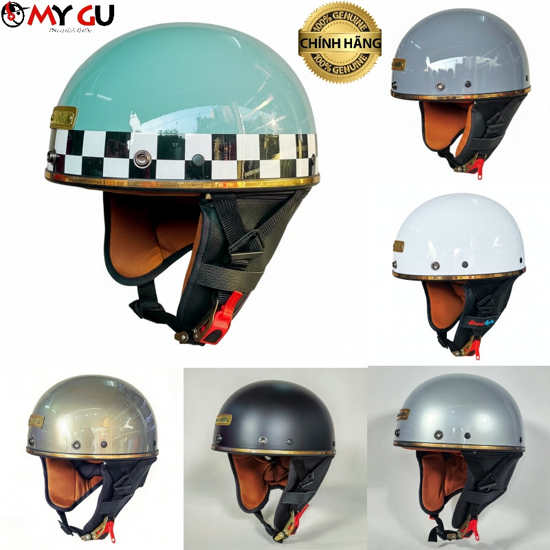 Mũ Bảo Hiểm Nửa Đầu Cao Cấp CHÍNH HÃNG] ASIAN KT02A - Nón Bảo Hiểm 1/2 ASIAN Harley Nhiều Màu Sắc - 