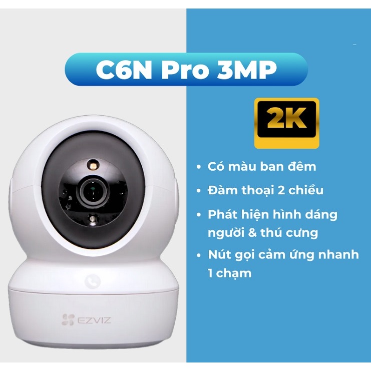 Camera Ezivz Xoay 360 Trong Nhà C6N Pro 2K (3.0MP)