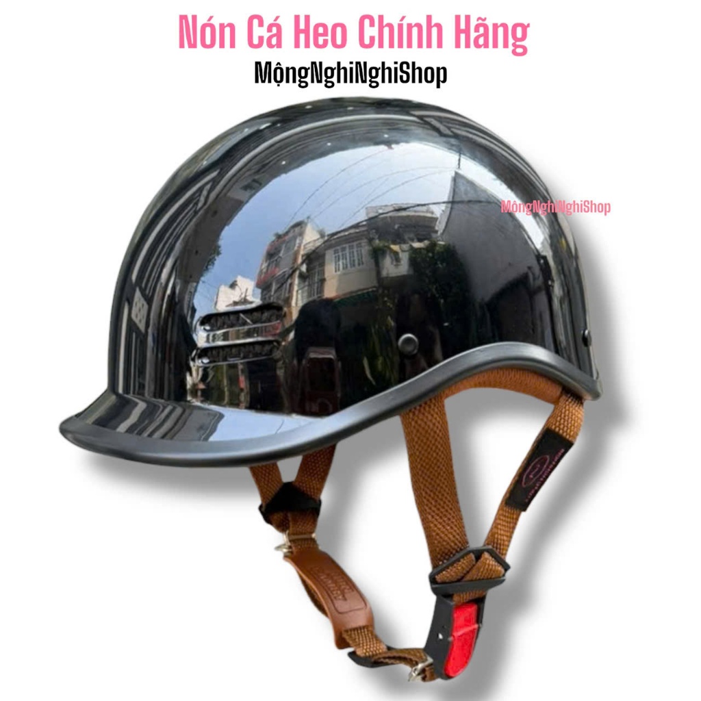 (NÓN BẢO HIỂM ĐẠT CHUẨN) Nón Bảo Hiểm đen Bóng Cá Heo Chính Hãng CR HELMET CAMRY- Bảo Hành 12 tháng