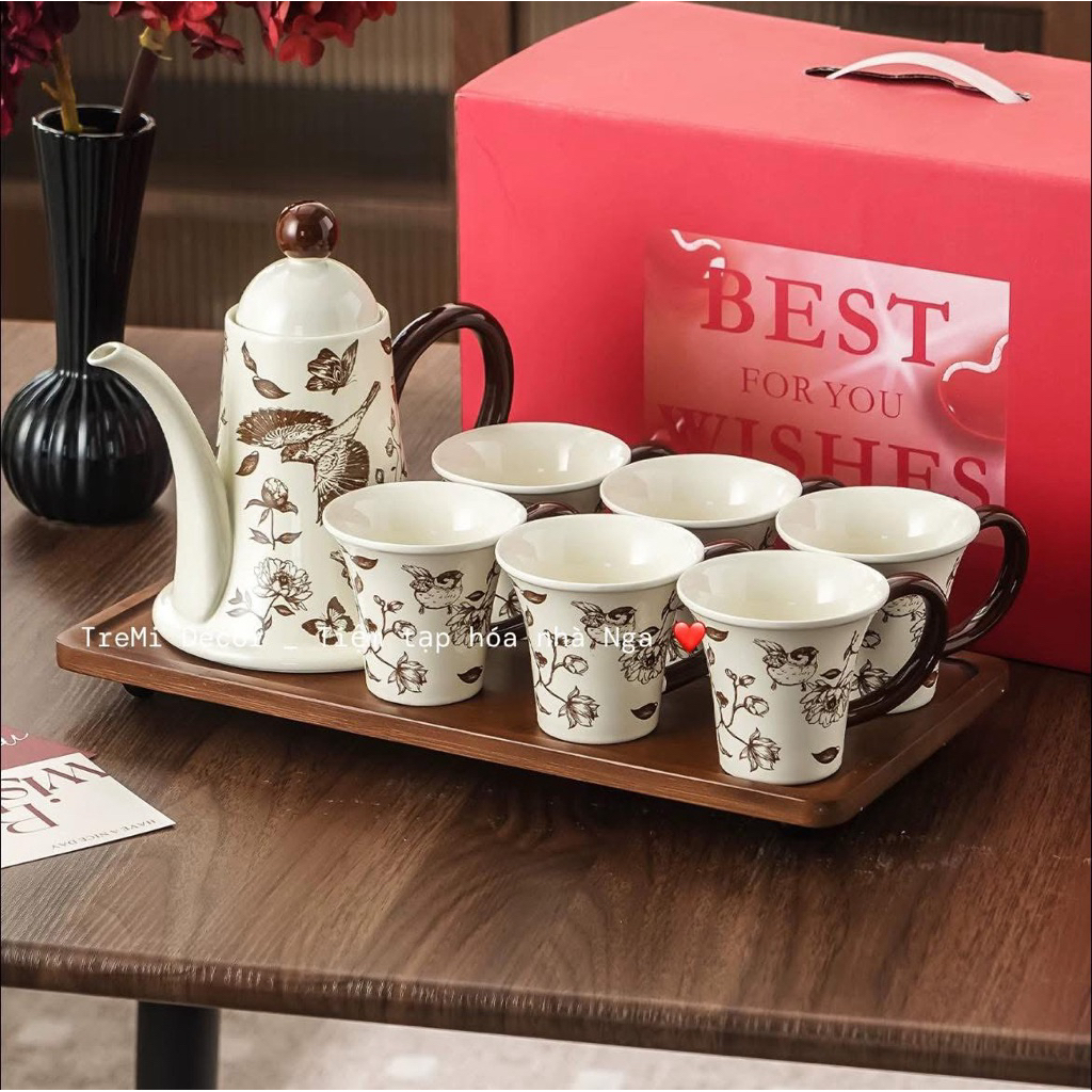 Bộ ly uống nước xinh để bàn phòng khách, ly trà xinh