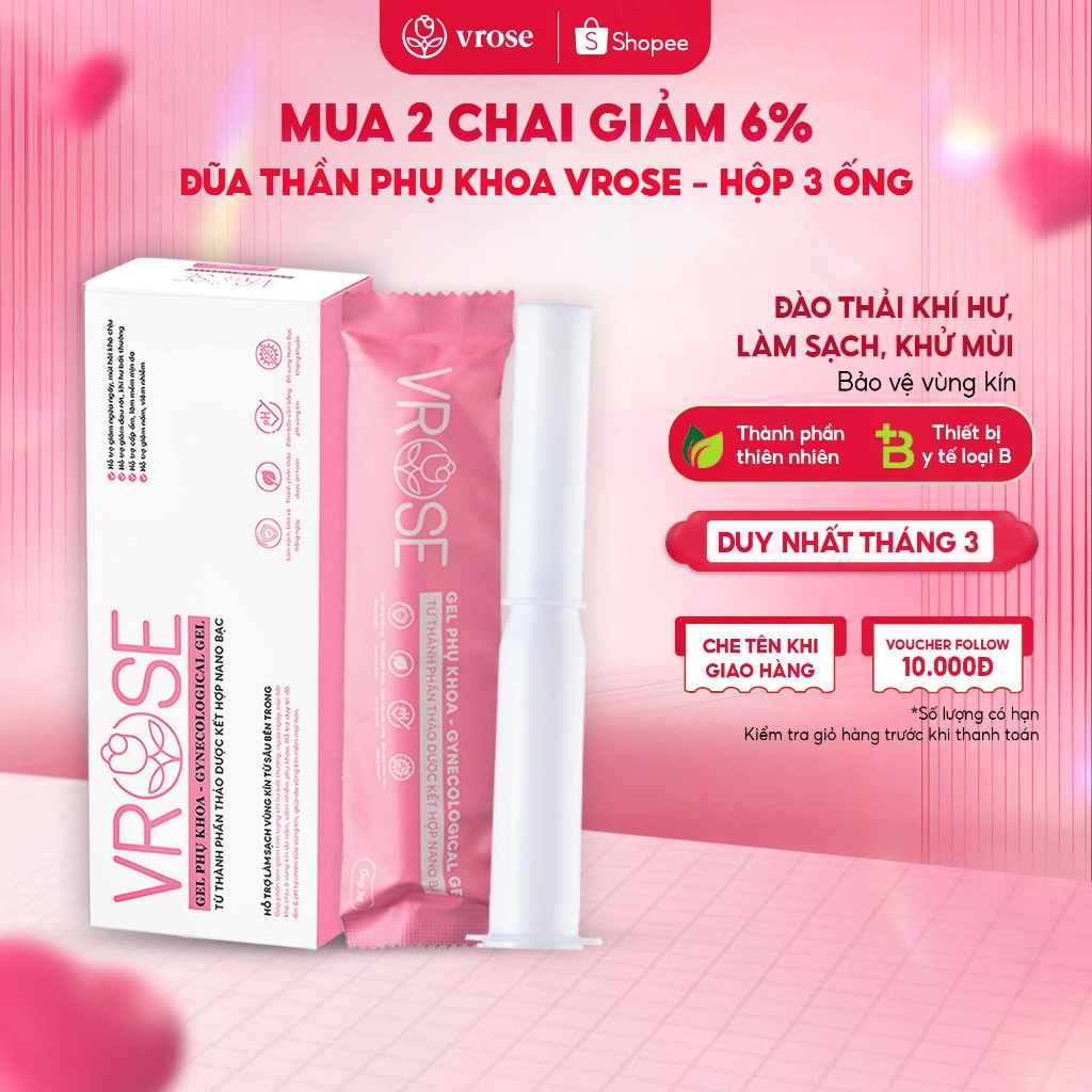 [Chính hãng] Đũa thần phụ khoa VROSE - Inner Gel hỗ trợ giảm viêm ngứa, cân bằng PH, lành tính - Hộp 3 ống