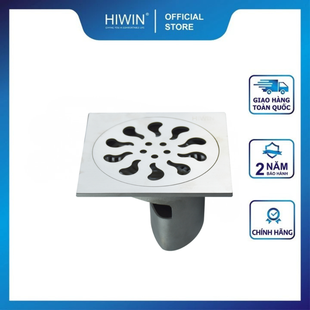 Ga thoát sàn Hiwin FD-026 - Thiết bị thoát sàn inox đúc nguyên khối 304 chống gỉ sét