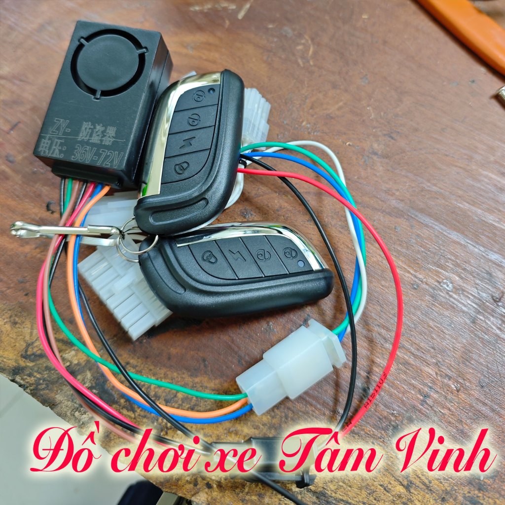 Bộ chống trộm xe Ecu zin kêu + khóa bánh mở khóa remote cho Evo Neo / Evo Grand / Grand lite / Feliz