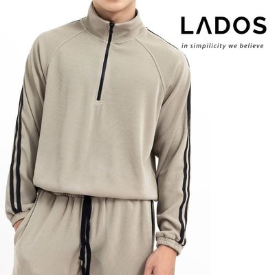 [OUTLET - KHÔNG ĐỔI TRẢ] Áo thun sweater nam phối sọc có dây kéo LADOS-9186 chất liệu thun tổ ong cao cấp, trẻ trung