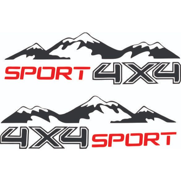 Bộ 2 Tem Dán Sườn Xe Ô Tô Thể Thao SPORT 4X4 - Decal Trang Trí Xe Bán Tải, SUV Họa Tiết Đồi Núi Offr