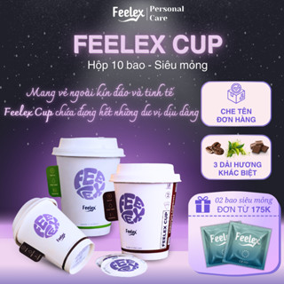 Bao cao su Feelex Cup ôm khít, nhiều gel, hương Matcha, Coffe, Chocolate - Dạng cốc - 10 bao