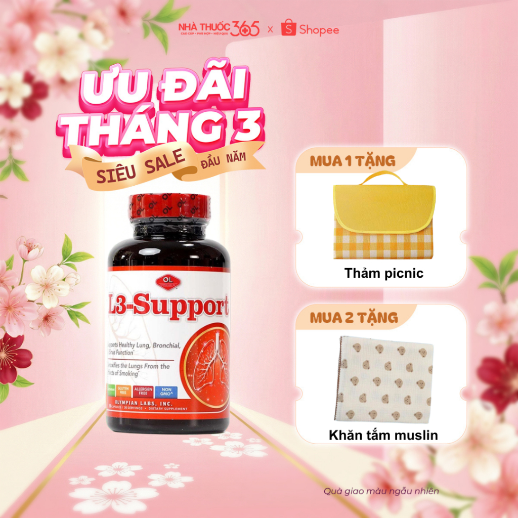 Viên Uống Hỗ Trợ Chức Năng Phổi, Phế Quản Và Xoang Olympian labs L3 Support 30 Viên
