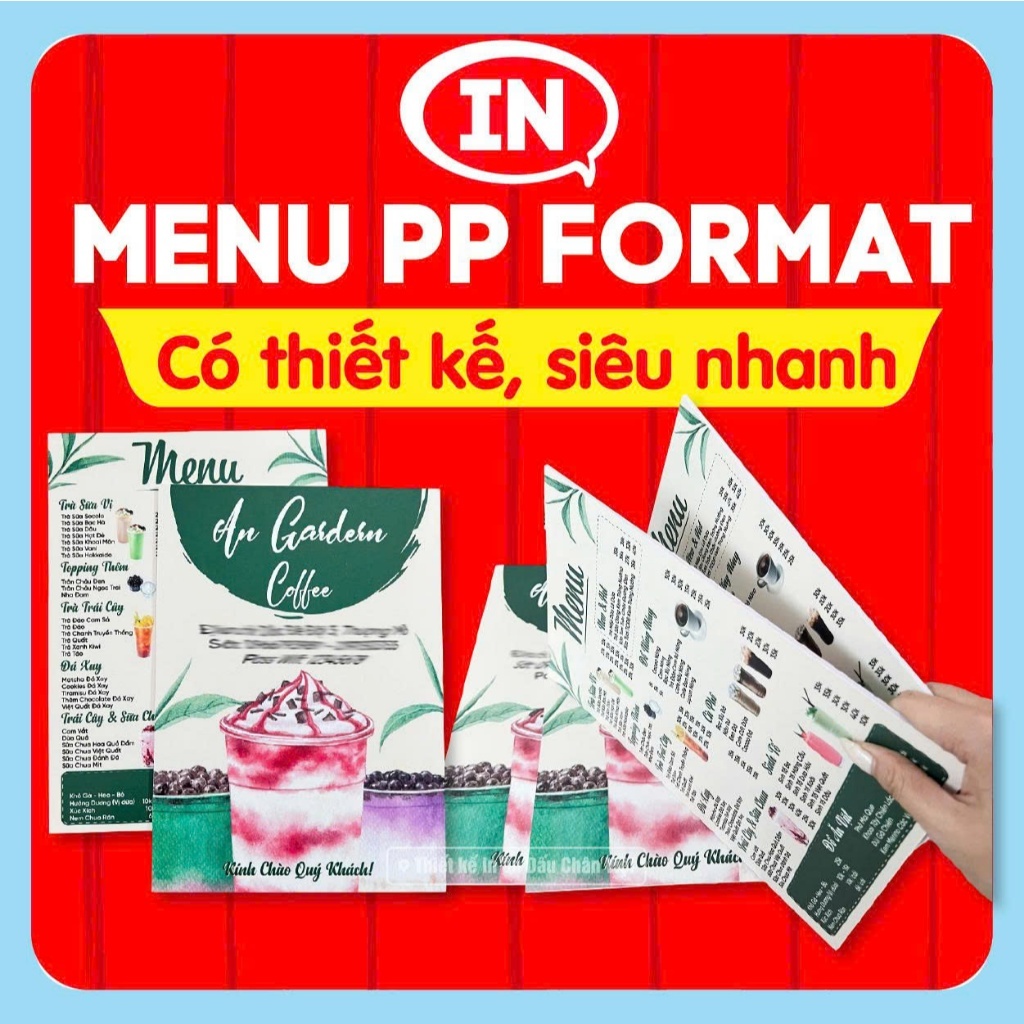 IN MENU FORMEX (FORMAT) Cứng, Dày 5 Li, Thiết Kế Theo Yêu Cầu A3, A4,.. Có hàng nhanh chóng