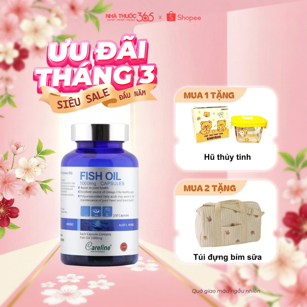 Dầu Cá Hồi Fish Oil Careline Bổ Sung DHA & EPA Omega 3 Tinh Khiết Chiết Xuất Từ Cá Hồi