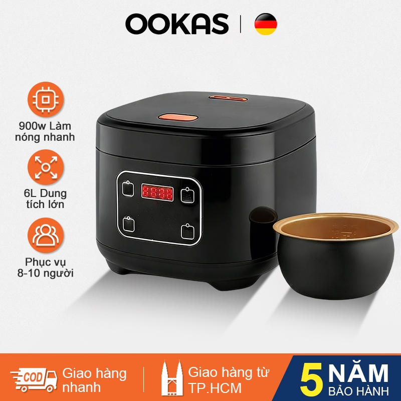 OOKAS Nồi cơm điện đa năng，6L dung tích lớn 220V Chảo Chống Dính