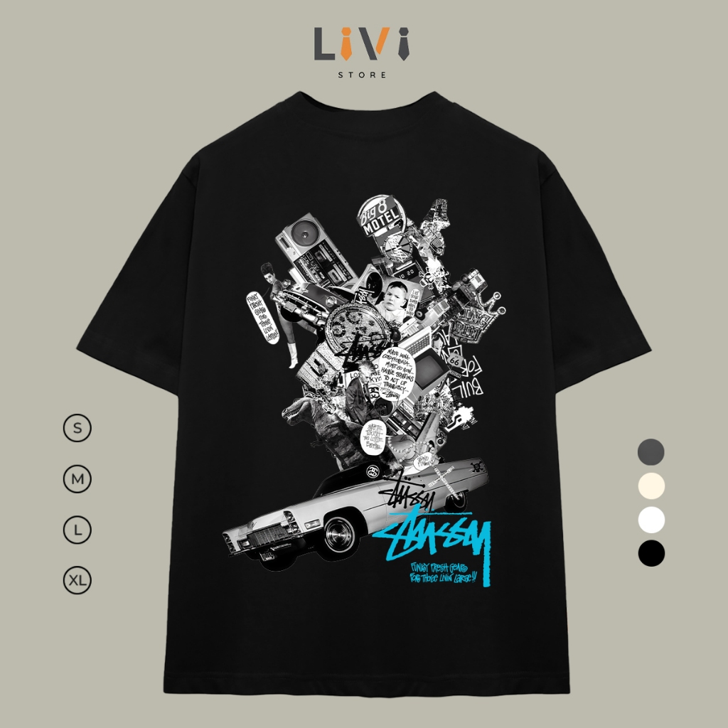 Áo Thun Cotton Stussy FUNKY FRESH GEAR Oversize Nam Nữ Unisex LIVI122 - Livi Store