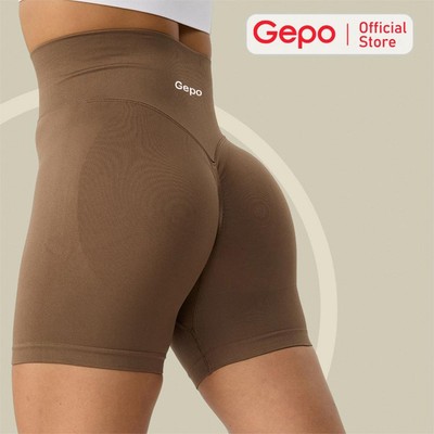 GEPO Quần short đùi tập gym nữ nâng mông tôn dáng cạp cao dáng chất liệu dệt kim GP111