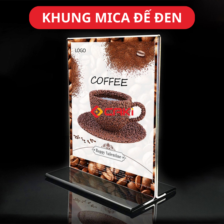Khung Ảnh Mica Trong Suốt Đế Cài Đen Dọc Size A6, Khung Mica Đế Đen Để Bàn