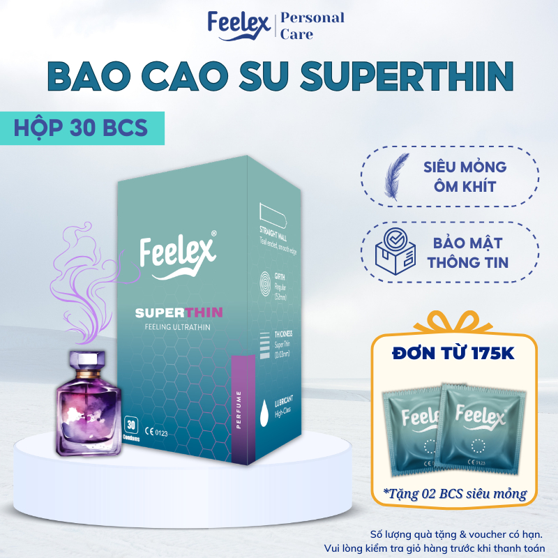 Bao cao su Feelex superthin siêu mỏng hộp 30 bcs
