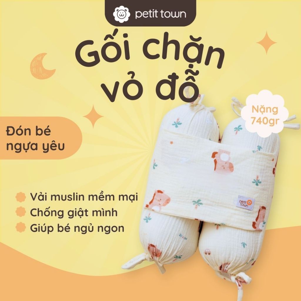 Gối chống giật mình cho bé sơ sinh ruột vỏ đỗ Petit Town