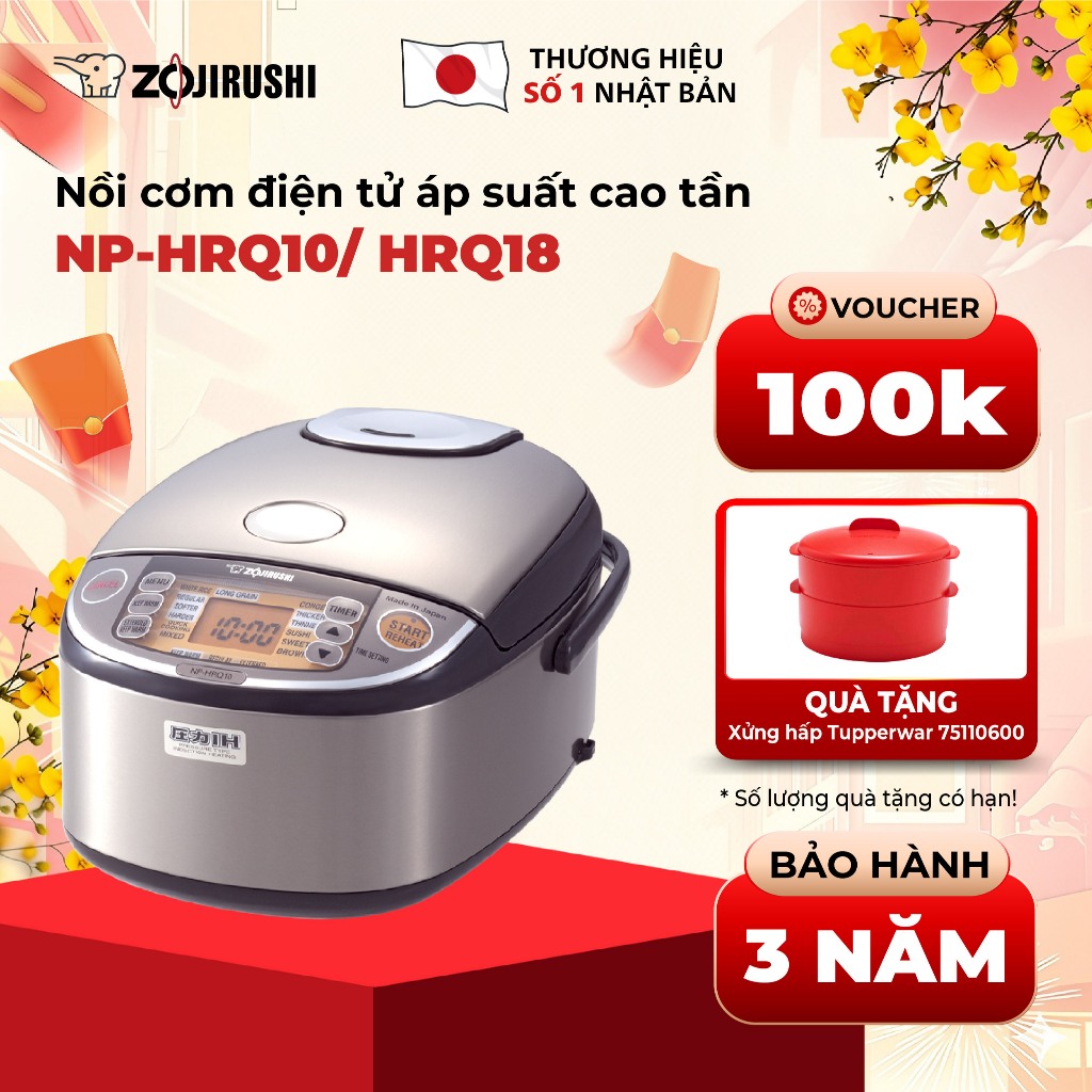 Nồi Cơm Điện Tử Áp Suất Cao Tần ZOJIRUSHI NP-HRQ10-XT 1L, sản xuất tại Nhật, bảo hành 3 năm