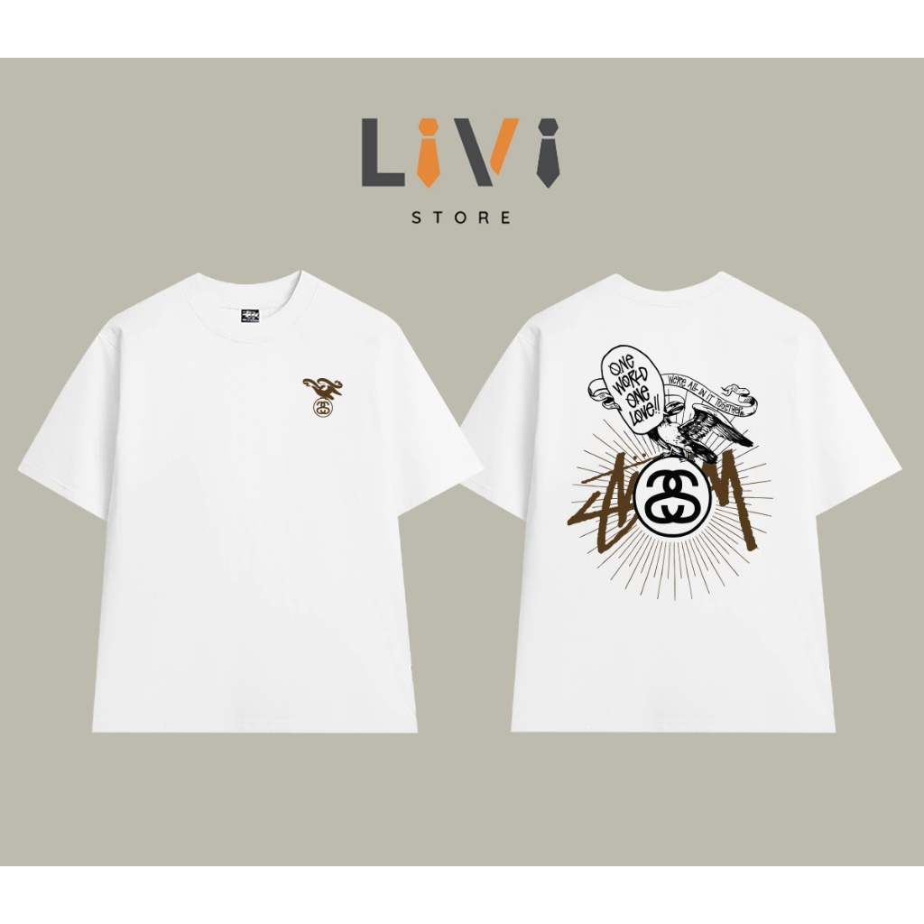 Áo Thun Unisex Stussy One World One Love Form Oversize Premium Cotton LIVI123 - Livi Store