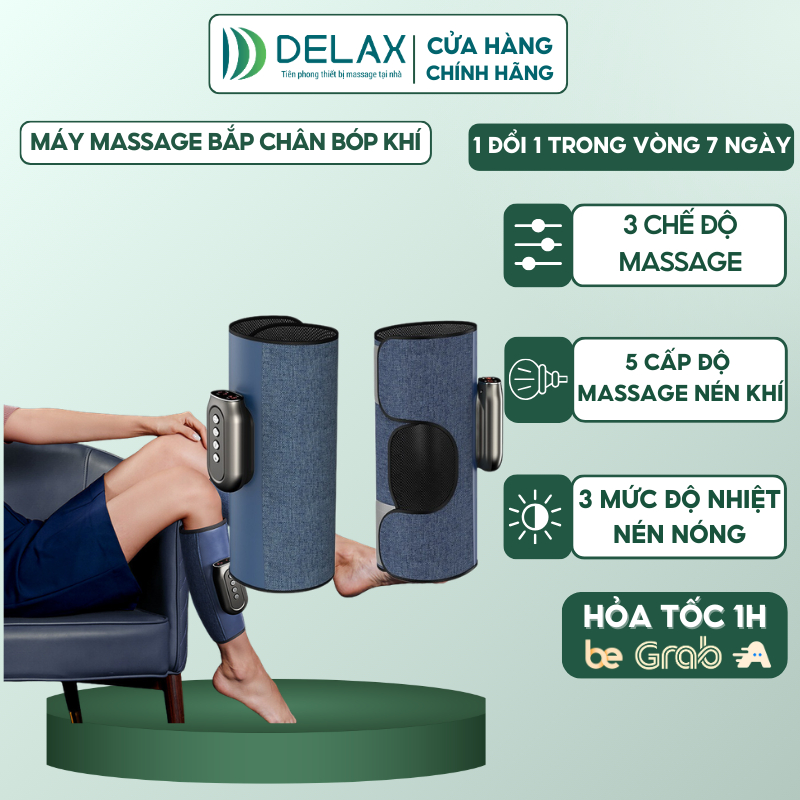 Máy Massage Bắp Chân DELAX - Máy Mát Xa Chân Nén Khí, Chườm Nóng 3 Cấp Độ, Giảm Đau Mỏi Tê Bì MBC01
