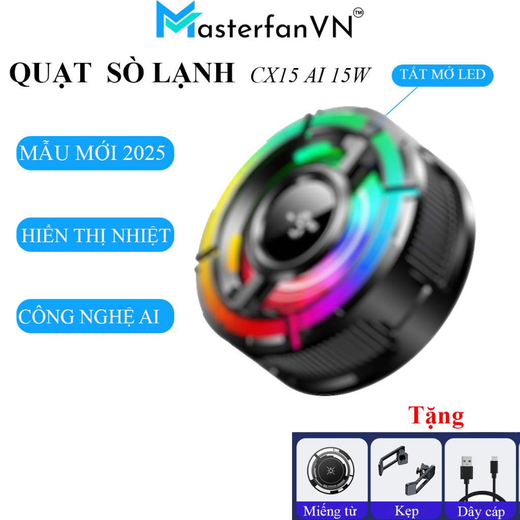 Quạt tản nhiệt điện thoại sò lạnh CX15 Pro AI | CX07 | CX08 làm lạnh nhanh không tụt fps khi chơi ga