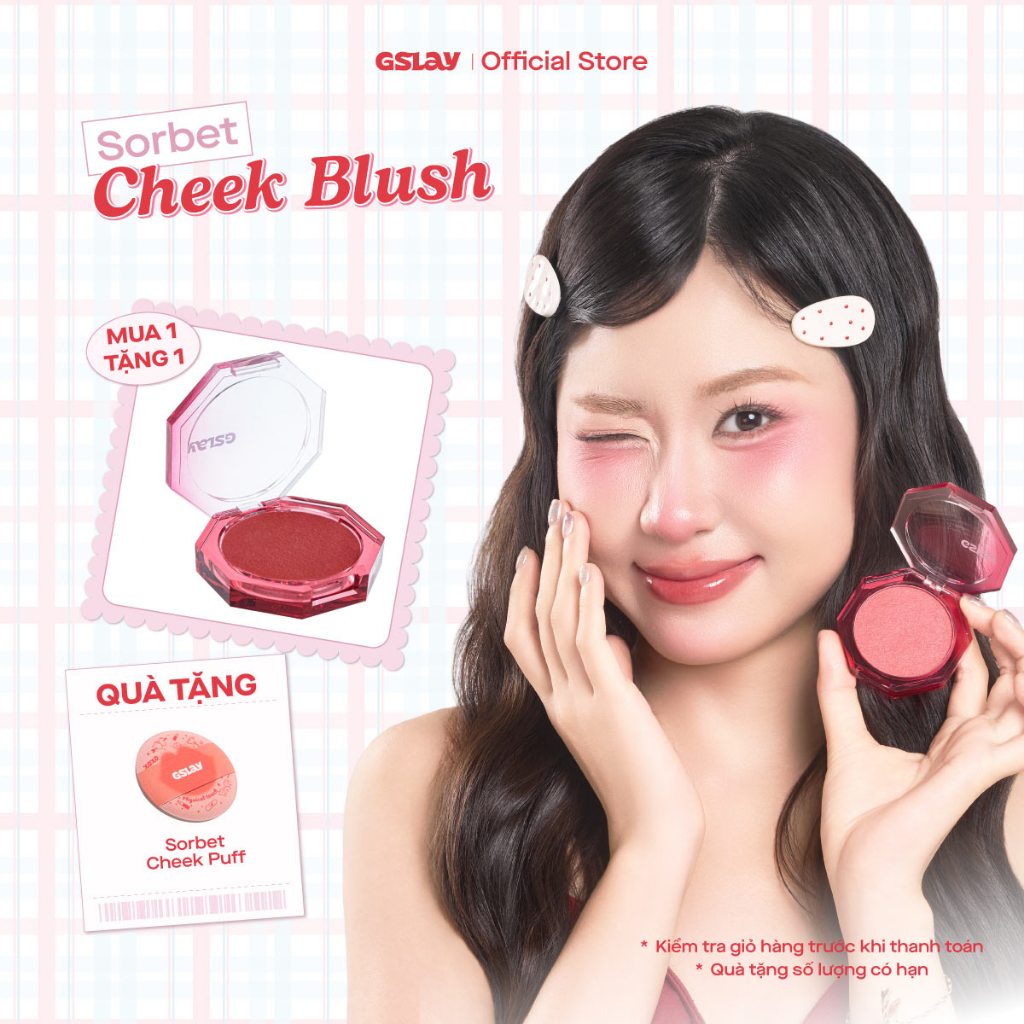 Má Hồng Kem Hoá Phấn GSLAY Sorbet Cheek Blush thuần chay mịn lì và nhũ dễ tán bền màu (5gr)