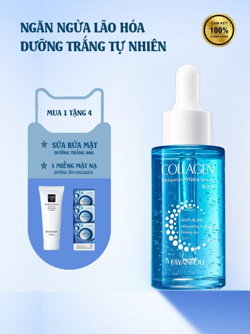 🔥 [MUA 1 TẶNG 4]Serum Vitamin C 3% + Niacinamide Trắng Da Mờ Thâm Cấp Ẩm Collagen Chính Hãng 40ml