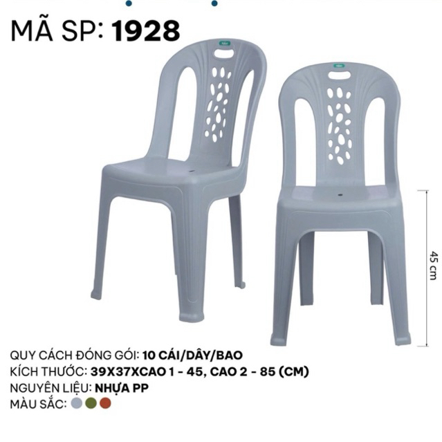 Ghế Tựa Lưng trung nhựa đúc , Ghế Nhựa, Ghế Ngồi Học Bền Bỉ Chắc Chắn Việt Nhật 1927/8 - TADAHOME