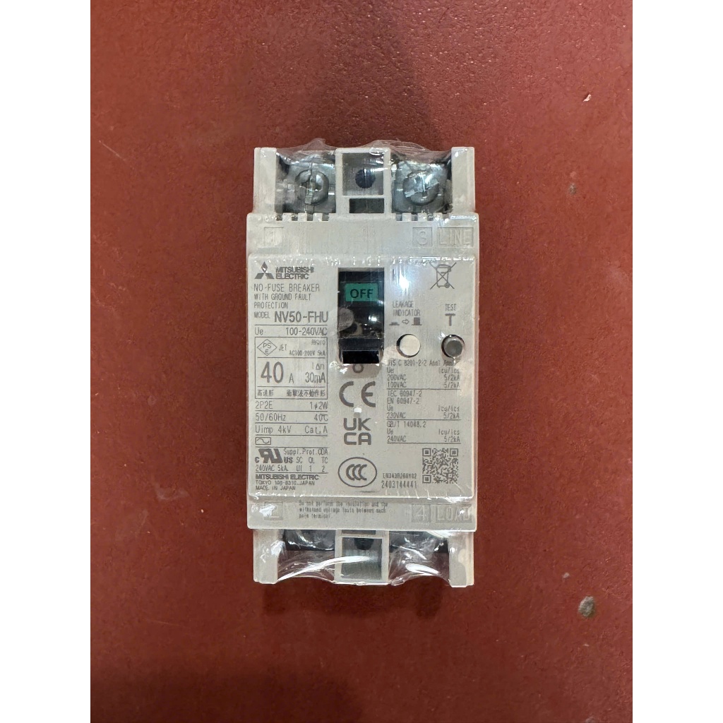 Aptomat chống giật 2 pha 40A Mitsubishi mới 100% chưa qua sử dụng