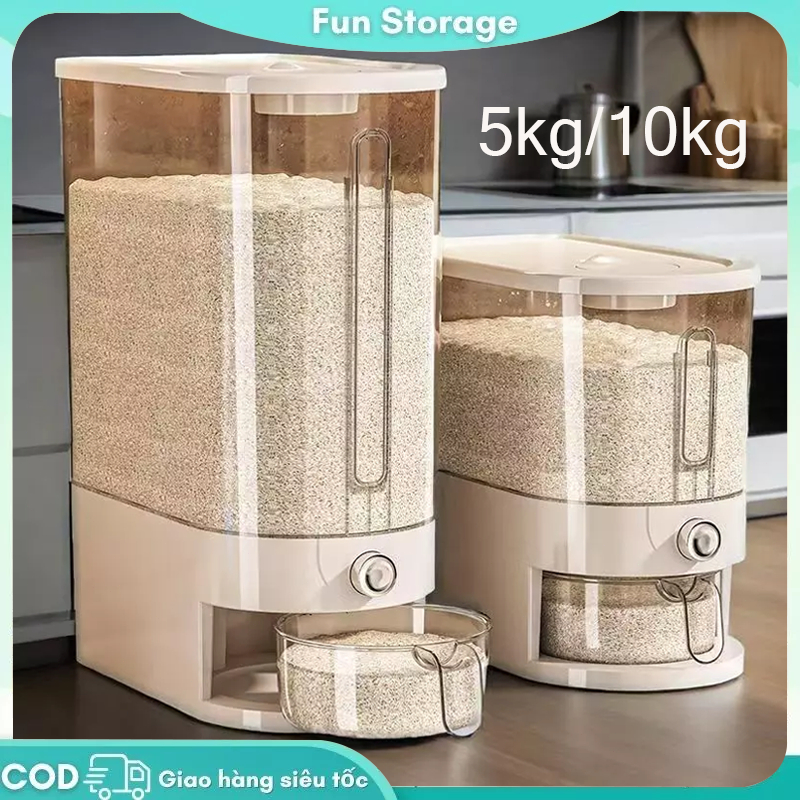 Hộp gạo thông minh 5kg/10kg – chống ẩm mốc, chống côn trùng – lấy gạo tự động – nhựa abs cao cấp