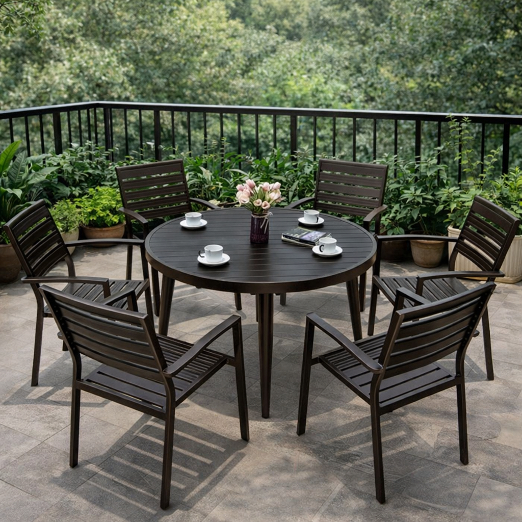 Bộ bàn ghế sân vườn ngoài trời tròn SMARTHOMES bàn 90cm