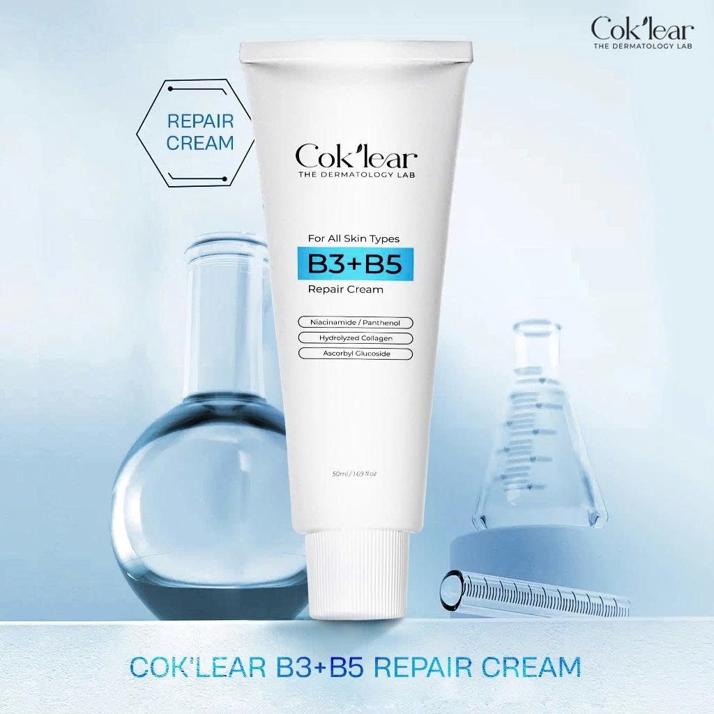 Kem Dưỡng Ẩm Phục Hồi Da B3 B5 collagen repair cream COK'LEAR 50ml, Phục hồi làm dịu da, cấp nước, c