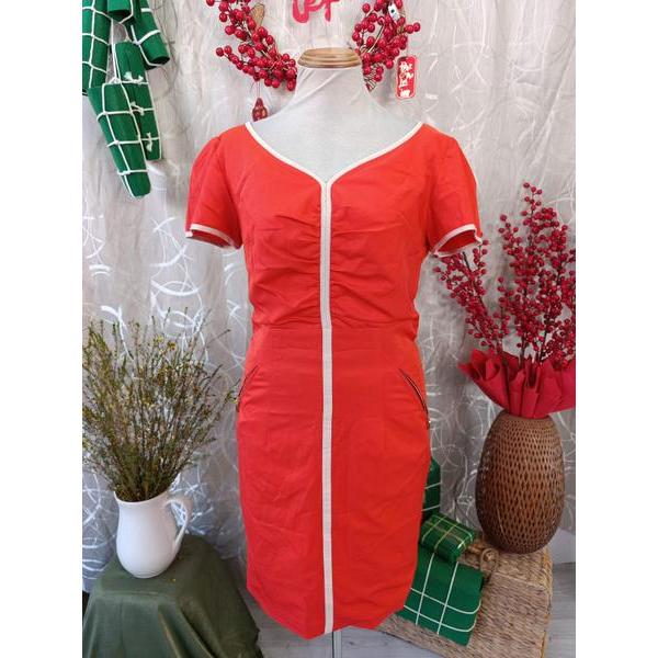 IVY thanh lý - Đầm cổ V phối viền trắng bymo - Size XXL