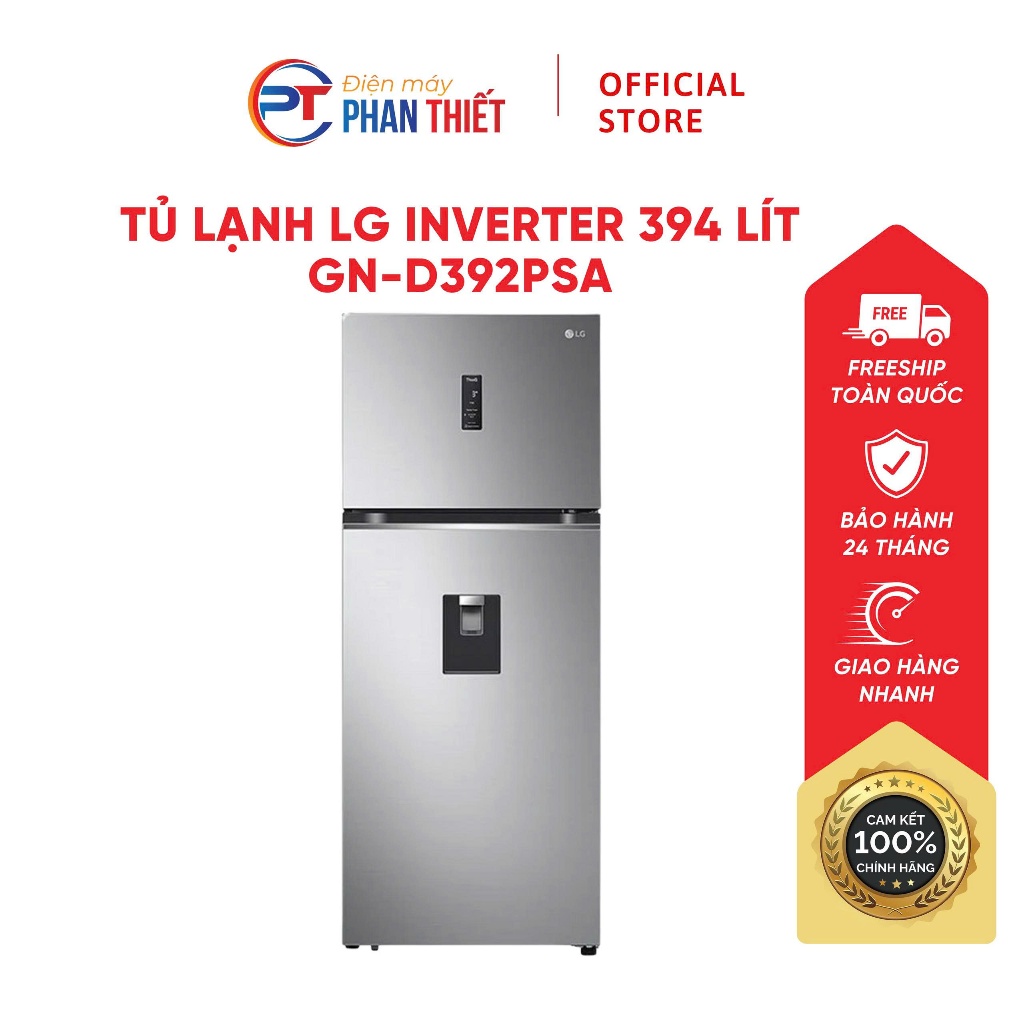 Tủ lạnh LG Inverter 394 lít GN-D392PSA