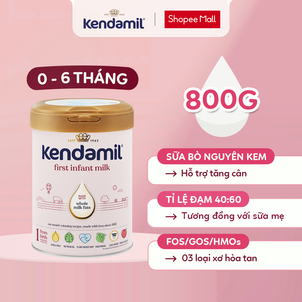 Sữa Công Thức Nguyên Kem Kendamil Classic Số 1 (800g)