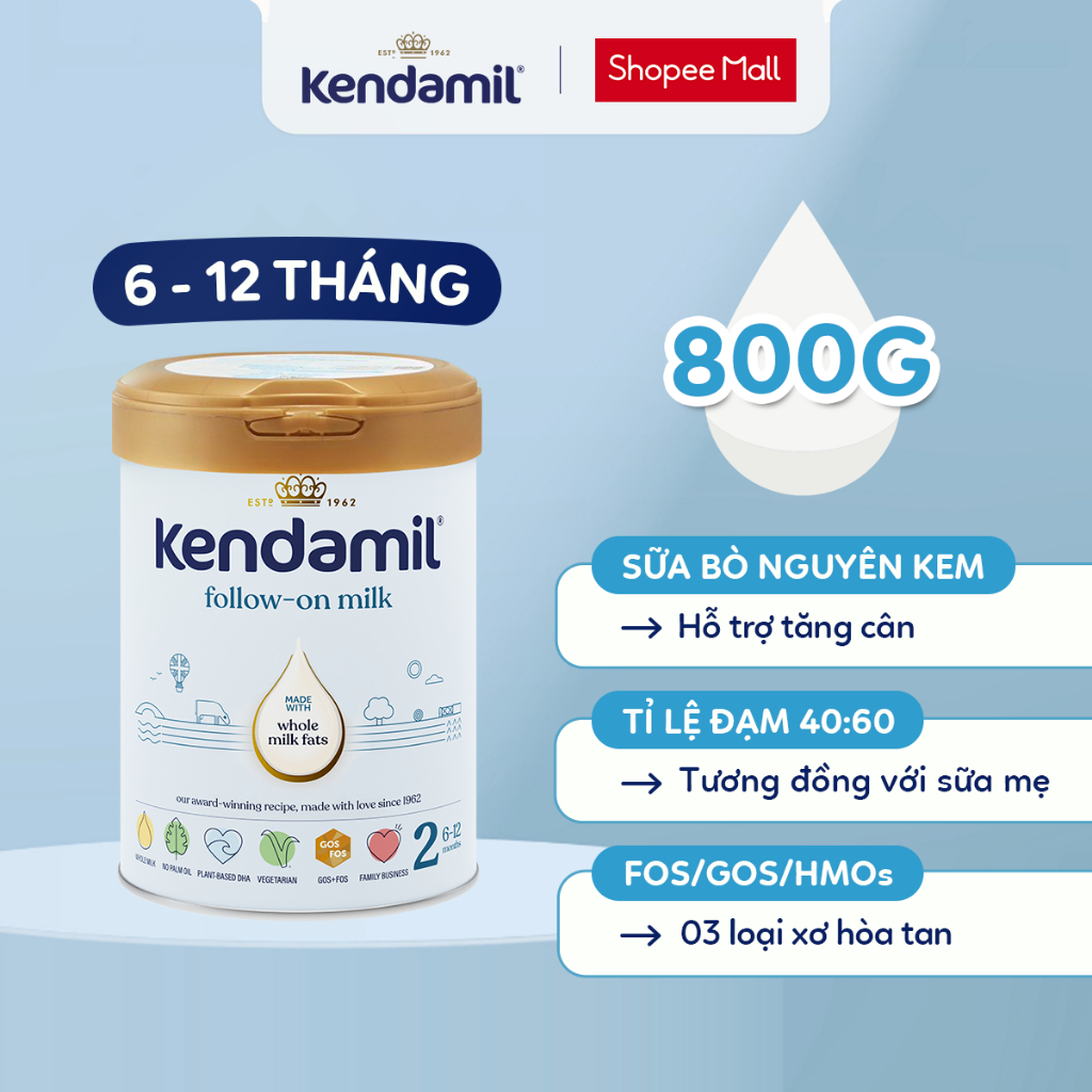 Sữa Công Thức Nguyên Kem Kendamil Classic Số 2 (800g)
